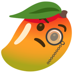 mango and face with monocle