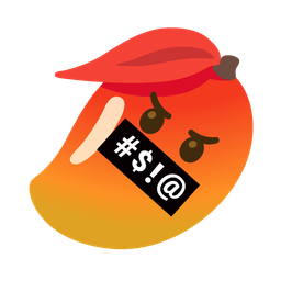 mango and face with symbols on mouth