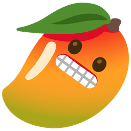 mango and grimacing face