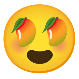 Mango and Smiling face with heart-eyes