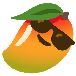 mango and smiling face with sunglasses