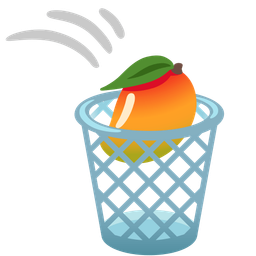 mango and wastebasket