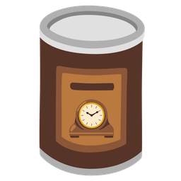 mantelpiece clock and canned food