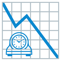 mantelpiece clock and chart decreasing