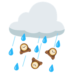 mantelpiece clock and cloud with rain