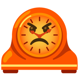 mantelpiece clock and enraged face