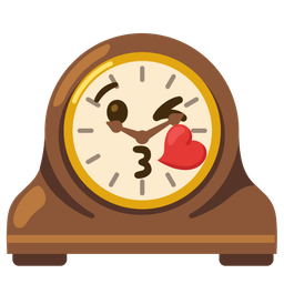 Mantelpiece clock and Face blowing a kiss