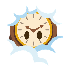 mantelpiece clock and face in clouds