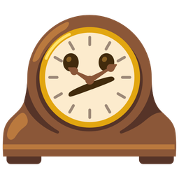 mantelpiece clock and face with diagonal mouth