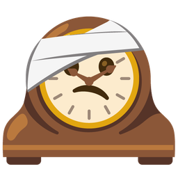 mantelpiece clock and face with head-bandage