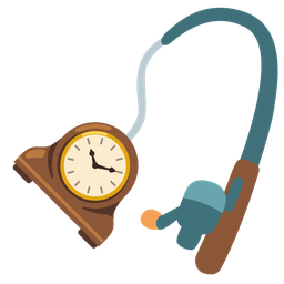 mantelpiece clock and fishing pole