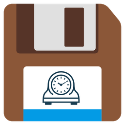 mantelpiece clock and floppy disk