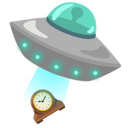 mantelpiece clock and flying saucer