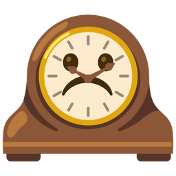 mantelpiece clock and frowning face