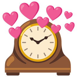 mantelpiece clock and heart with arrow