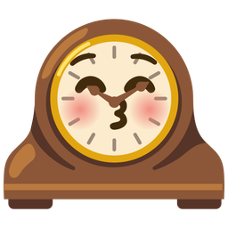 Mantelpiece clock and Kissing face with closed eyes