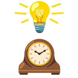 mantelpiece clock and light bulb