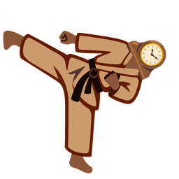 mantelpiece clock and martial arts uniform