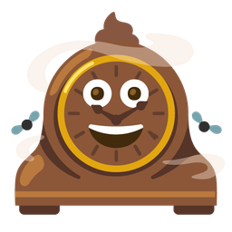 mantelpiece clock and pile of poo