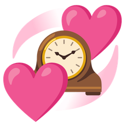 mantelpiece clock and revolving hearts