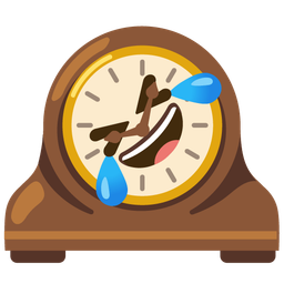 Mantelpiece clock and Rolling on the floor laughing