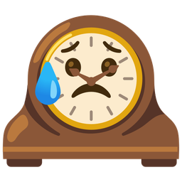 mantelpiece clock and sad but relieved face