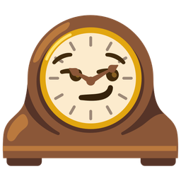 mantelpiece clock and smirking face