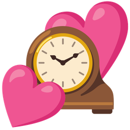 mantelpiece clock and two hearts