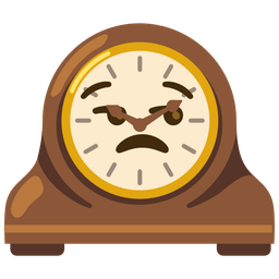 mantelpiece clock and unamused face