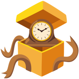 mantelpiece clock and wrapped gift