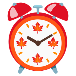 maple leaf and alarm clock