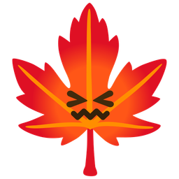 maple leaf and confounded face