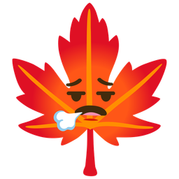 maple leaf and face exhaling