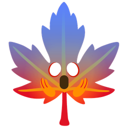 maple leaf and face screaming in fear