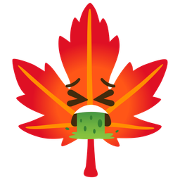 maple leaf and face vomiting