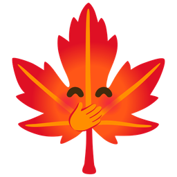 maple leaf and face with hand over mouth