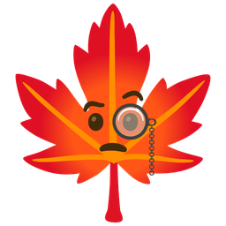 maple leaf and face with monocle