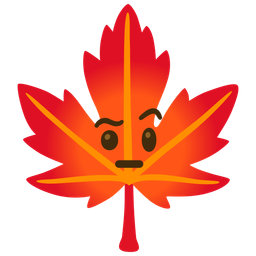 maple leaf and face with raised eyebrow