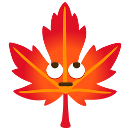maple leaf and face with rolling eyes