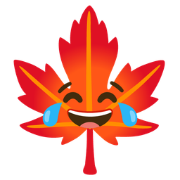 Maple leaf and Face with tears of joy