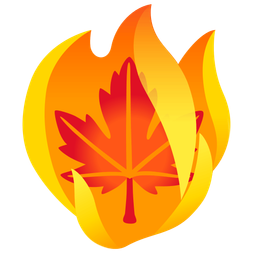 maple leaf and fire