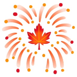 maple leaf and fireworks