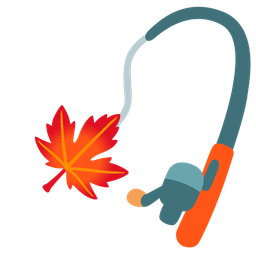 maple leaf and fishing pole