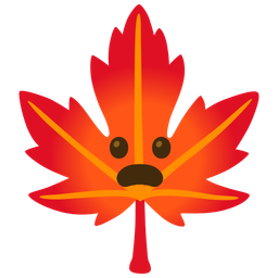 maple leaf and frowning face with open mouth