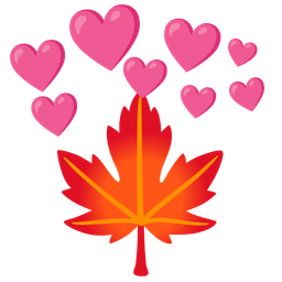maple leaf and heart with arrow