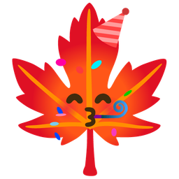 maple leaf and partying face