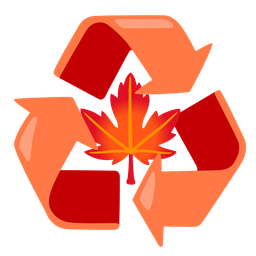 maple leaf and recycling symbol