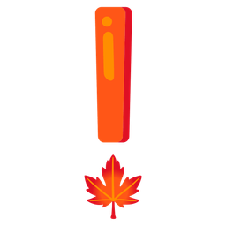 maple leaf and red exclamation mark