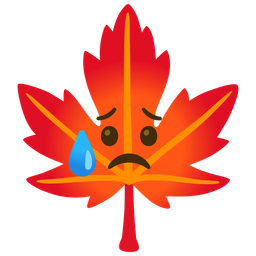 maple leaf and sad but relieved face