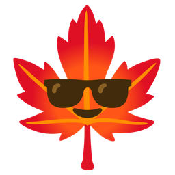 maple leaf and smiling face with sunglasses